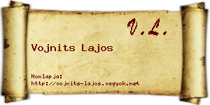 Vojnits Lajos névjegykártya